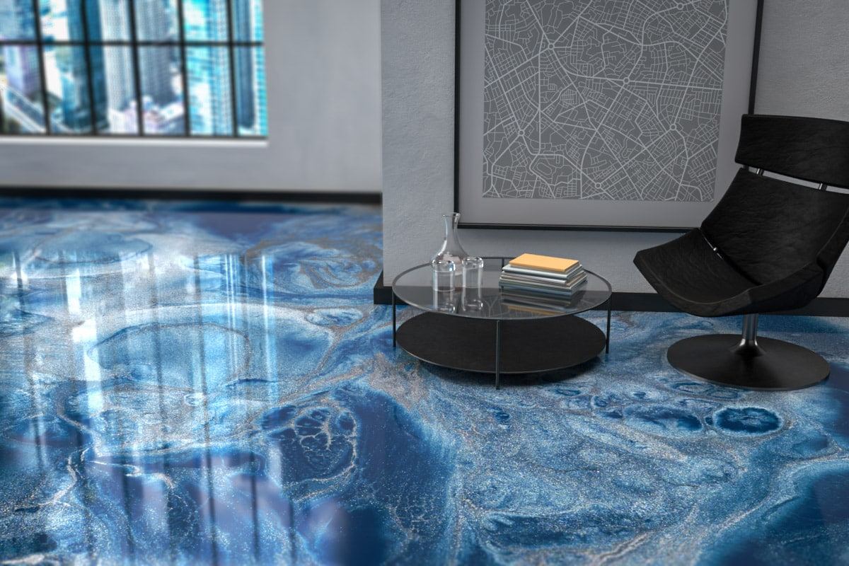 Metallic epoxy decorative flooring installed by Concrete Doctor in Dubai