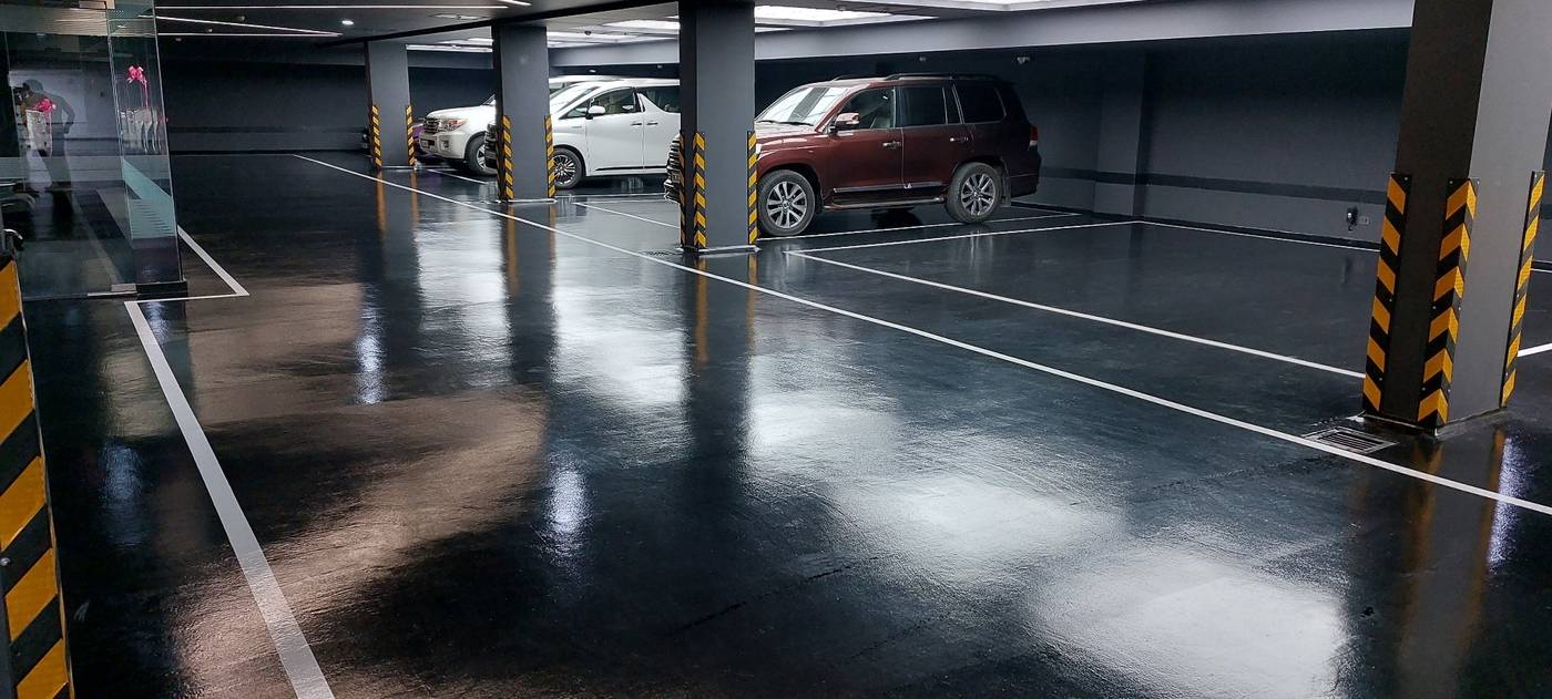 Parking deck epoxy flooring installed by Concrete Doctor in Dubai